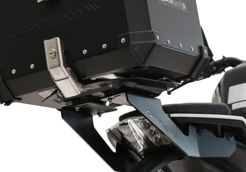 roof rack GPR TECH compatible with  Ktm Duke 125 2021/2023 e5 GPR TECH SPECIFIC TITANIUM PLATE TOP CASE-ALPITECH 35 LT / 45 LT compatible with original luggage rack,titanium made with 4 anchor points