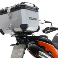 Top case GPR TECH compatible with  Ktm Adventure 890 - 890 R Rally 2020/2024 e5 GPR TECH Top case in aluminum, silver color with specific plate included Capacity 55 LT.