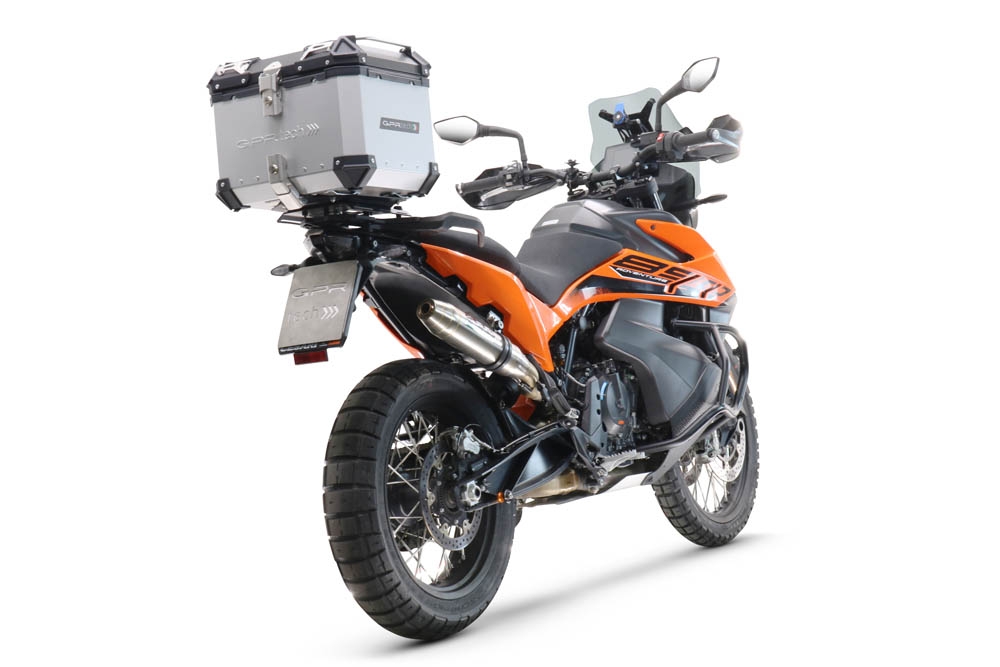 Top case GPR TECH compatible with  Ktm Adventure 890 - 890 R Rally 2020/2024 e5 GPR TECH Top case in aluminum, silver color with specific plate included Capacity 55 LT.