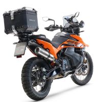 Top case GPR TECH compatible with  Ktm Adventure 890 L 2021/2024 e5 GPR TECH Top case in aluminum, black color with specific plate included Capacity 55 LT.