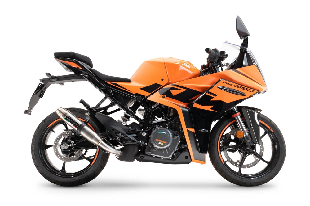 Exhaust compatible with Ktm RC 390 2022-2024, Deeptone Inox, Slip-on exhaust including removable db killer and link pipe 