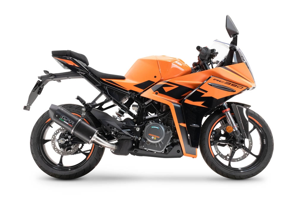 Exhaust compatible with Ktm RC 390 2022-2024, Furore Nero, Slip-on exhaust including removable db killer and link pipe 