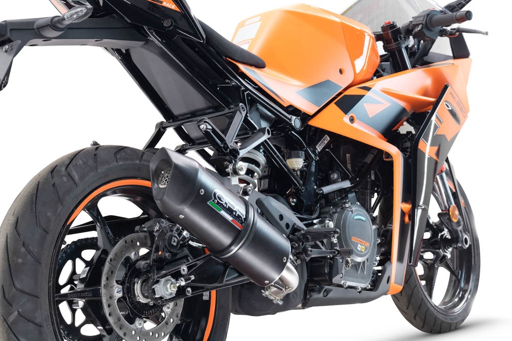 Exhaust compatible with Ktm RC 390 2022-2024, Furore Nero, Slip-on exhaust including removable db killer and link pipe 