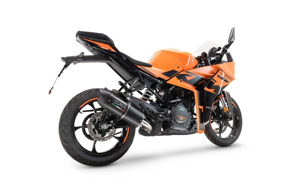 Exhaust compatible with Ktm RC 390 2022-2024, Furore Nero, Slip-on exhaust including removable db killer and link pipe 