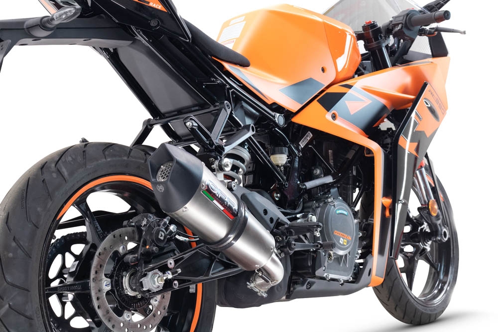 Exhaust compatible with Ktm RC 390 2022-2024, M3 Inox , Slip-on exhaust including removable db killer and link pipe, EPA-compliant 