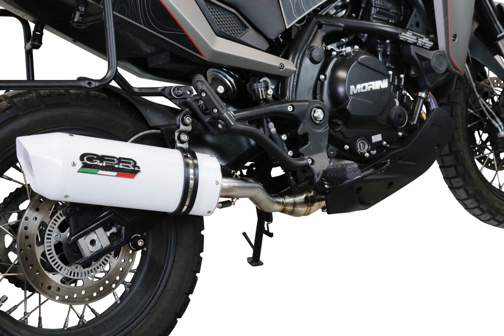 Exhaust compatible with Moto Morini X-CAPE 650 2021-2024, Albus Ceramic, Mid-Full system exhaust including removable db killer 