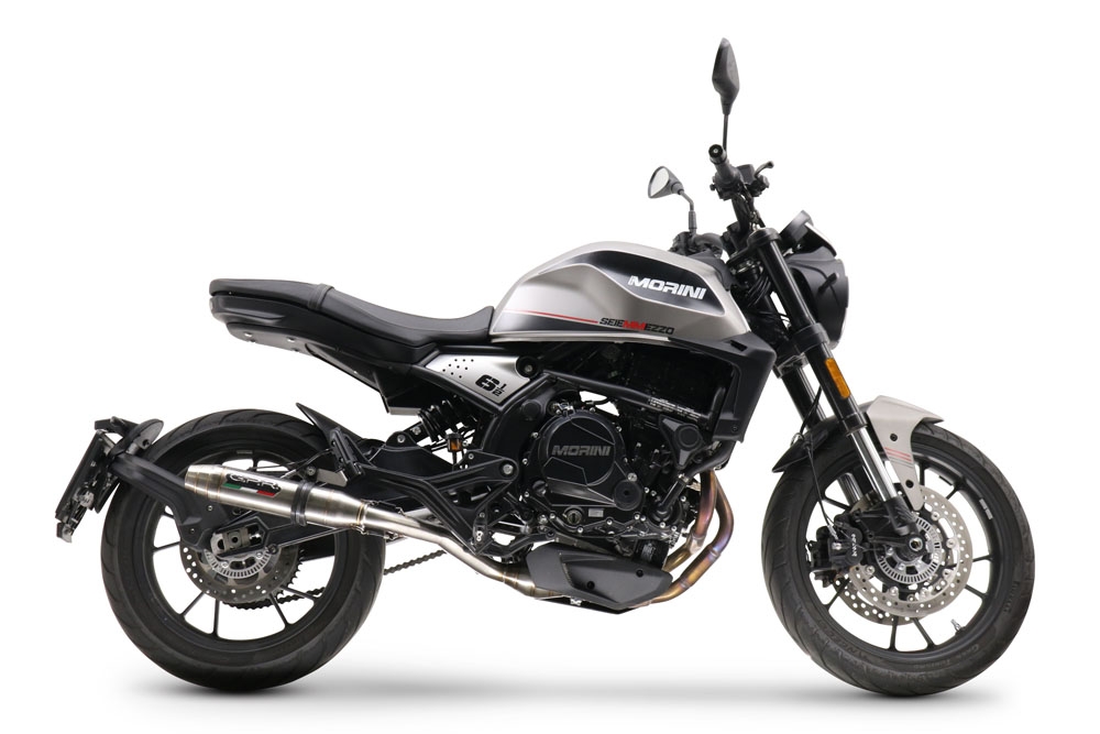 Exhaust compatible with Moto Morini Seiemmezzo Str 2022-2024, Deeptone Inox, Slip-on exhaust including link pipe and removable db killer 