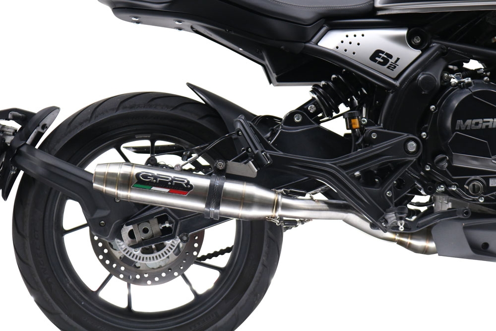 Exhaust compatible with Moto Morini Seiemmezzo Str 2022-2024, Deeptone Inox, Slip-on exhaust including link pipe and removable db killer 