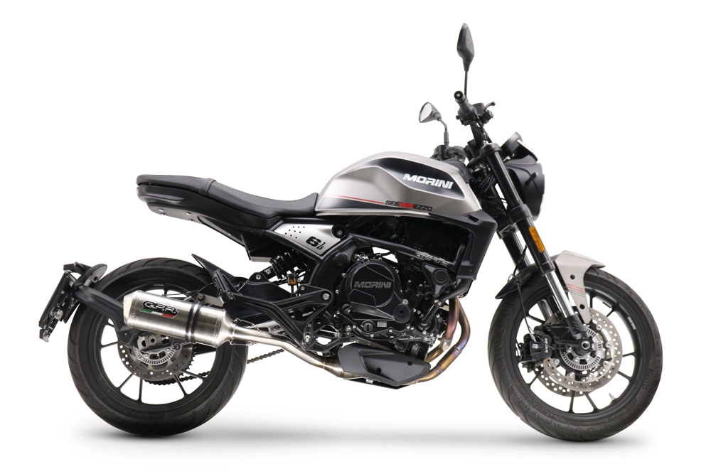 Exhaust compatible with Moto Morini Seiemmezzo Str 2022-2024, Satinox , Slip-on exhaust including link pipe and removable db killer 