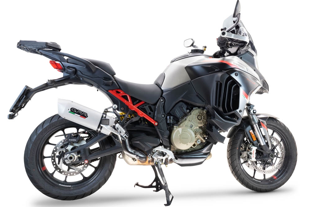 Exhaust compatible with Ducati Multistrada V4 Rally 2023-2024, Albus Evo4, Slip-on exhaust including removable db killer and link pipe, EPA-compliant 