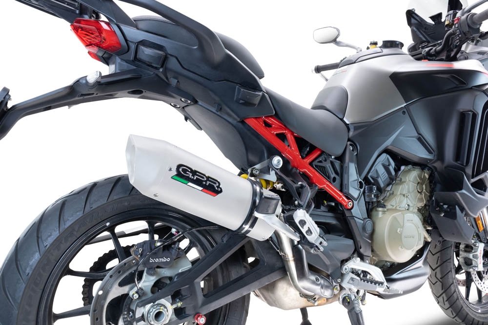 Exhaust compatible with Ducati Multistrada V4 Rally 2023-2024, Albus Evo4, Slip-on exhaust including removable db killer and link pipe, EPA-compliant 