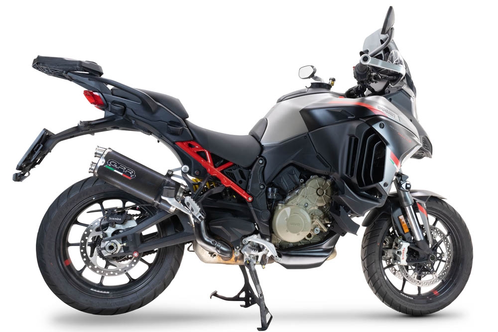Exhaust compatible with Ducati Multistrada V4 Grand Tour 2024-2025, Dual Poppy, Slip-on exhaust including removable db killer and link pipe, EPA-compliant 