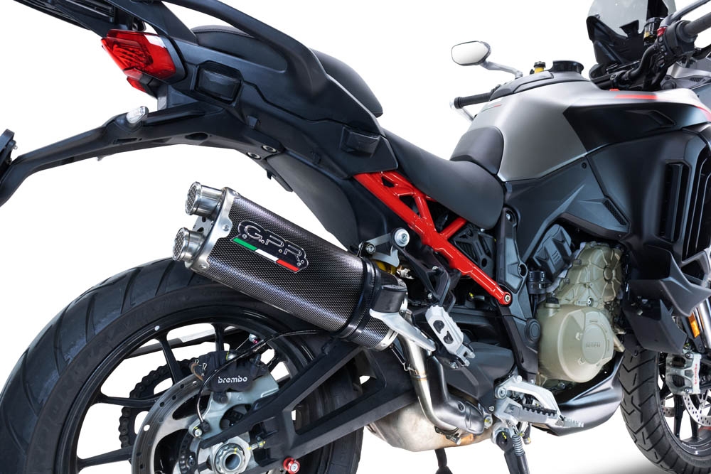 Exhaust compatible with Ducati Multistrada V4 Grand Tour 2024-2025, Dual Poppy, Slip-on exhaust including removable db killer and link pipe, EPA-compliant 