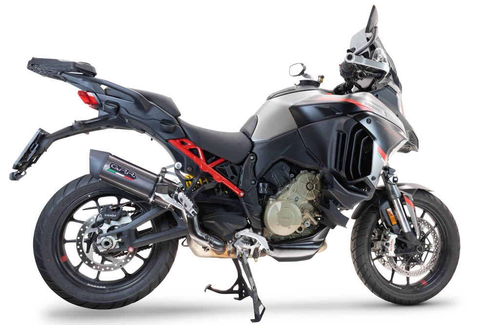 Exhaust compatible with Ducati Multistrada V4 Grand Tour 2024-2025, Furore Evo4 Poppy, Slip-on exhaust including removable db killer and link pipe, EPA-compliant 