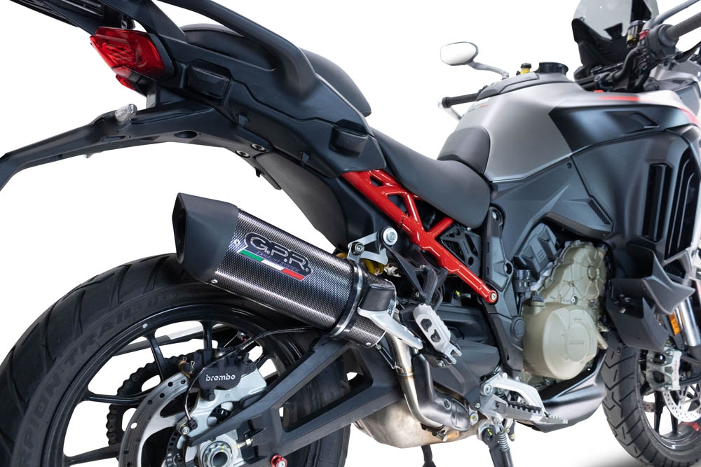 Exhaust compatible with Ducati Multistrada V4 Grand Tour 2024-2025, Furore Evo4 Poppy, Slip-on exhaust including removable db killer and link pipe, EPA-compliant 