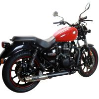 Exhaust compatible with Royal Enfield Meteor 350 2021-2023, Deeptone Inox, Slip-on exhaust including link pipe and removable db killer 
