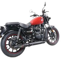 Exhaust compatible with Royal Enfield Meteor 350 2021-2023, Deeptone Nero, Slip-on exhaust including link pipe and removable db killer 