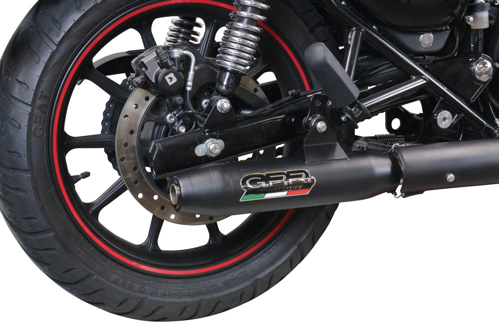 Exhaust compatible with Royal Enfield Meteor 350 2021-2023, Deeptone Nero, Slip-on exhaust including link pipe and removable db killer 