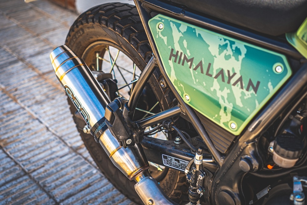 Exhaust compatible with Royal Enfield Himalayan 410 Diam.36mm 2017-2020, Deeptone Inox, Slip-on exhaust including link pipe and removable db killer 