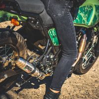 Exhaust compatible with Royal Enfield Himalayan 410 Diam.36mm 2017-2020, Deeptone Inox, Slip-on exhaust including link pipe and removable db killer 