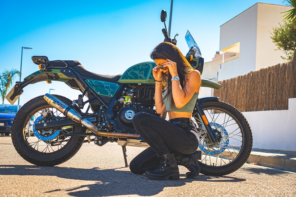 Exhaust compatible with Royal Enfield Himalayan 410 Diam.36mm 2017-2020, Deeptone Inox, Slip-on exhaust including link pipe and removable db killer 