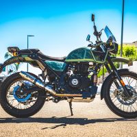 Exhaust compatible with Royal Enfield Himalayan 410 Diam.36mm 2017-2020, Deeptone Inox, Slip-on exhaust including link pipe and removable db killer 