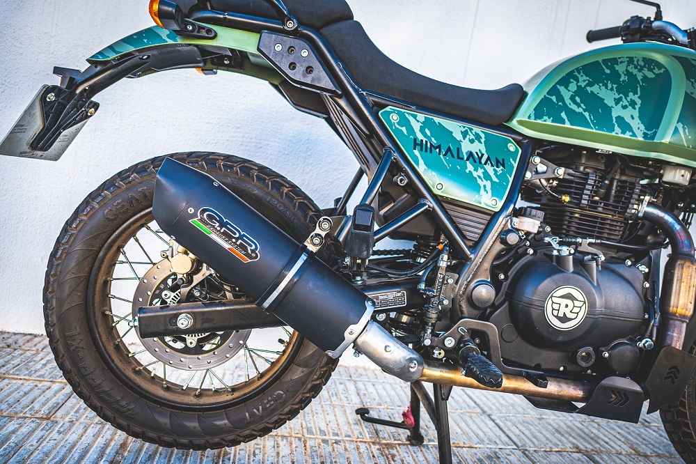Exhaust compatible with Royal Enfield Himalayan 410 2021-2024, Furore Nero, Slip-on exhaust including link pipe and removable db killer 