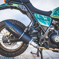 Exhaust compatible with Royal Enfield Himalayan 410 2021-2024, Furore Nero, Slip-on exhaust including link pipe and removable db killer 