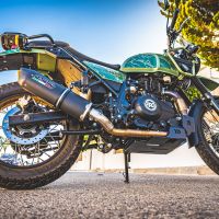 Exhaust compatible with Royal Enfield Himalayan 410 2021-2024, Furore Nero, Slip-on exhaust including link pipe and removable db killer 