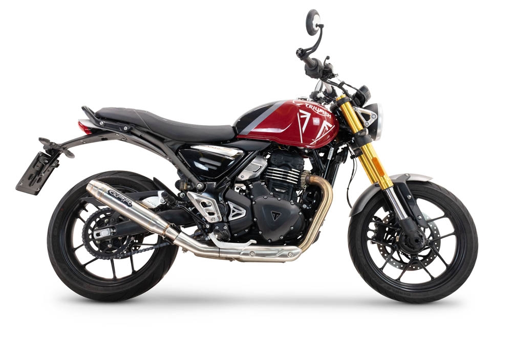 Exhaust compatible with Triumph Speed 400 2023-2025, Deeptone Inox, Slip-on exhaust including removable db killer and link pipe, EPA-compliant 