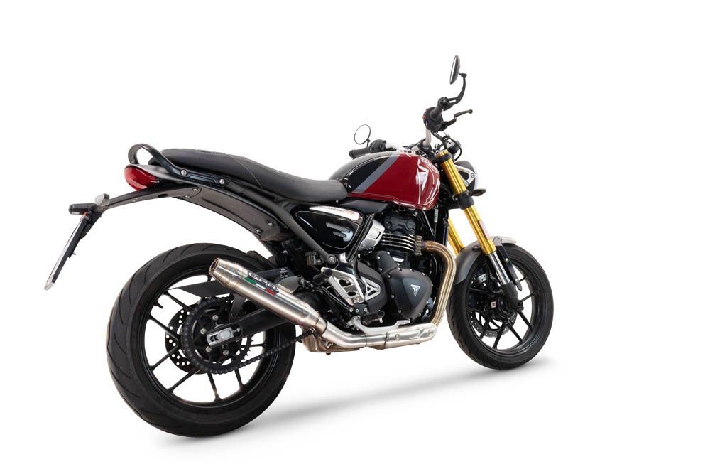 Exhaust compatible with Triumph Speed 400 2023-2025, Deeptone Inox, Slip-on exhaust including removable db killer and link pipe, EPA-compliant 
