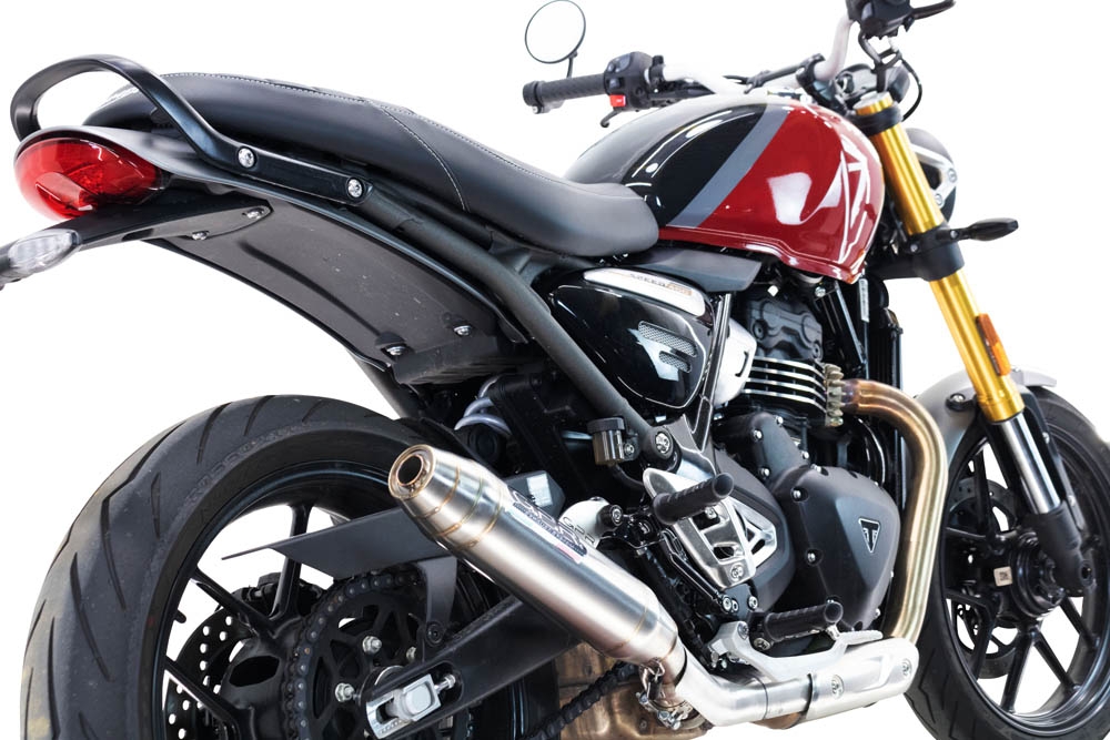 Exhaust compatible with Triumph Speed 400 2023-2025, Deeptone Inox, Slip-on exhaust including removable db killer and link pipe, EPA-compliant 