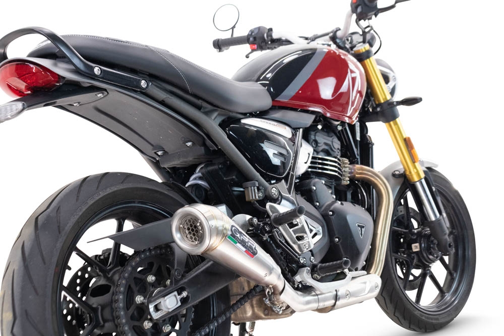 Exhaust compatible with Triumph Speed 400 2023-2025, Powercone Evo, Slip-on exhaust including removable db killer and link pipe, EPA-compliant 