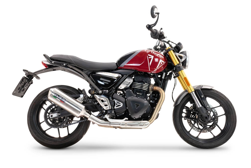 Exhaust compatible with Triumph Speed 400 2023-2025, Satinox , Slip-on exhaust including removable db killer and link pipe, EPA-compliant 