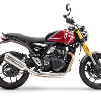 Exhaust compatible with Triumph Speed 400 2023-2025, Satinox , Slip-on exhaust including removable db killer and link pipe, EPA-compliant 