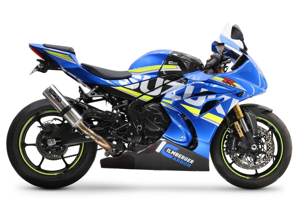 Exhaust compatible with Suzuki GSX-R1000 R 2021-2025, M3 Titanium Natural, Slip-on exhaust including removable db killer and link pipe, EPA-compliant 