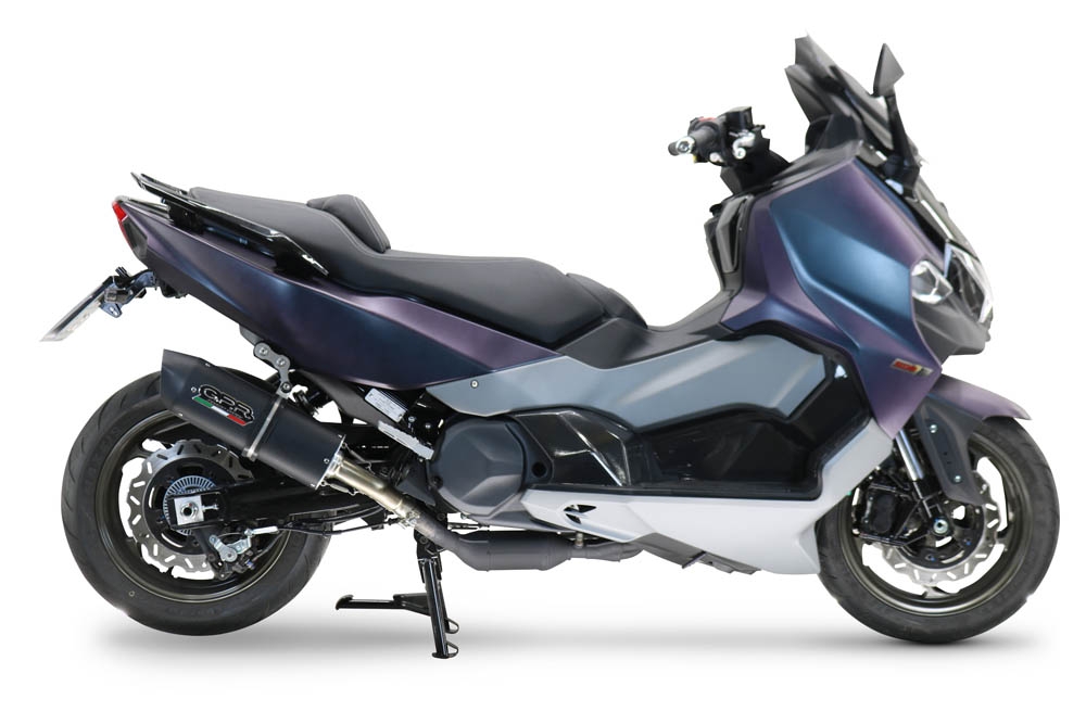 Exhaust compatible with Sym Maxsym TL 508 2021-2024, Furore Evo4 Nero, Slip-on exhaust including removable db killer and link pipe, EPA-compliant 