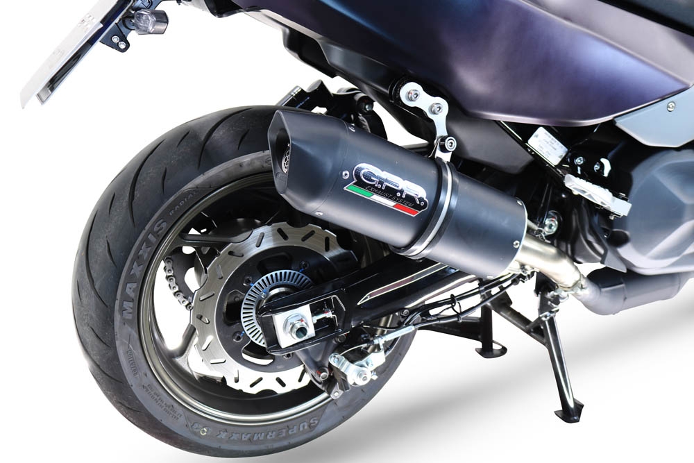 Exhaust compatible with Sym Maxsym TL 508 2021-2024, Furore Evo4 Nero, Slip-on exhaust including removable db killer and link pipe, EPA-compliant 