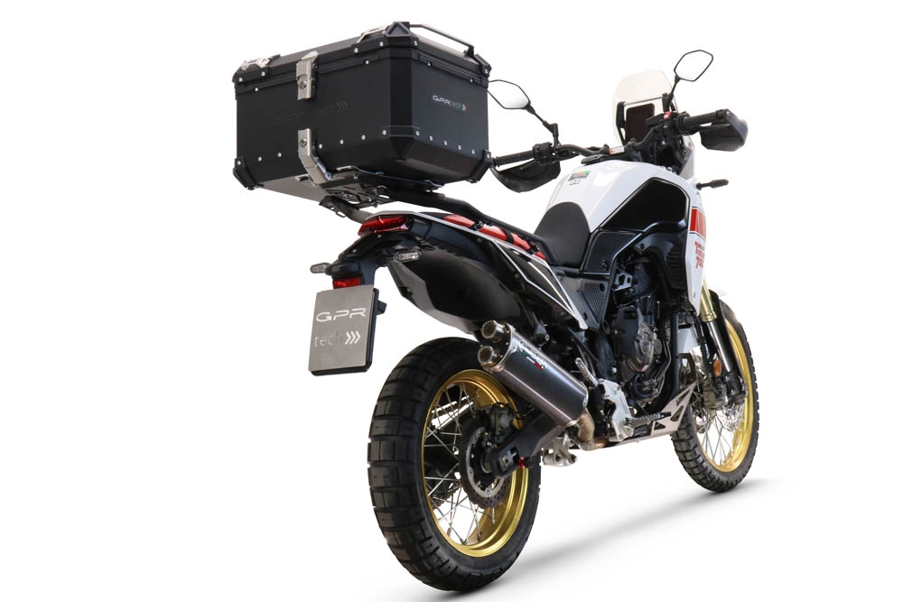 Top case GPR TECH compatible with  Yamaha Tenere 700 2021/2024 e5 GPR TECH Top case in aluminum, silver color, including roof rack and specific plate Capacity 55 LT.
