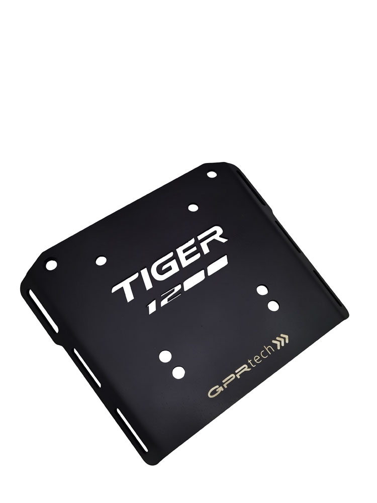 GPR TECH compatible with  Triumph Tiger 1200 explorer 2017/2021 e4 GPR TECH Specific fitting plate Top Case ALPITECH 55 LT compatible with original luggage rack,stainless steel made with 4 anchor points