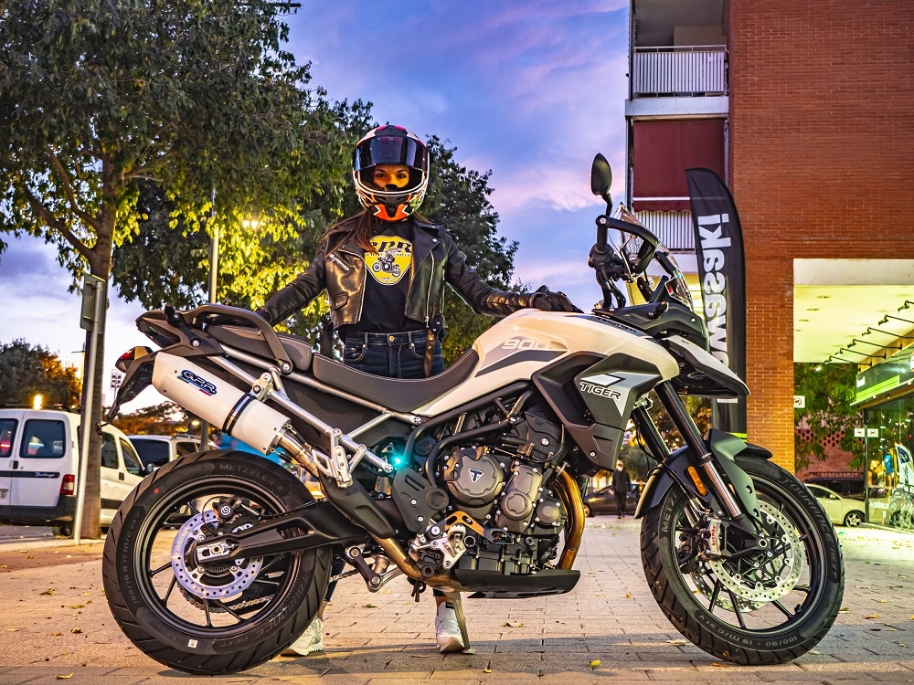 Exhaust compatible with Triumph Tiger 900 2020-2023, Albus Evo4, Slip-on exhaust including removable db killer and link pipe, EPA-compliant 