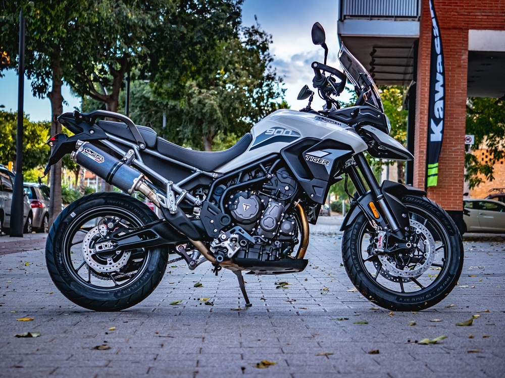 Exhaust compatible with Triumph Tiger 850 2020-2024, Dual Inox, Slip-on exhaust including removable db killer and link pipe, EPA-compliant 