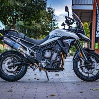 Exhaust compatible with Triumph Tiger 850 2020-2024, Dual Inox, Slip-on exhaust including removable db killer and link pipe, EPA-compliant 