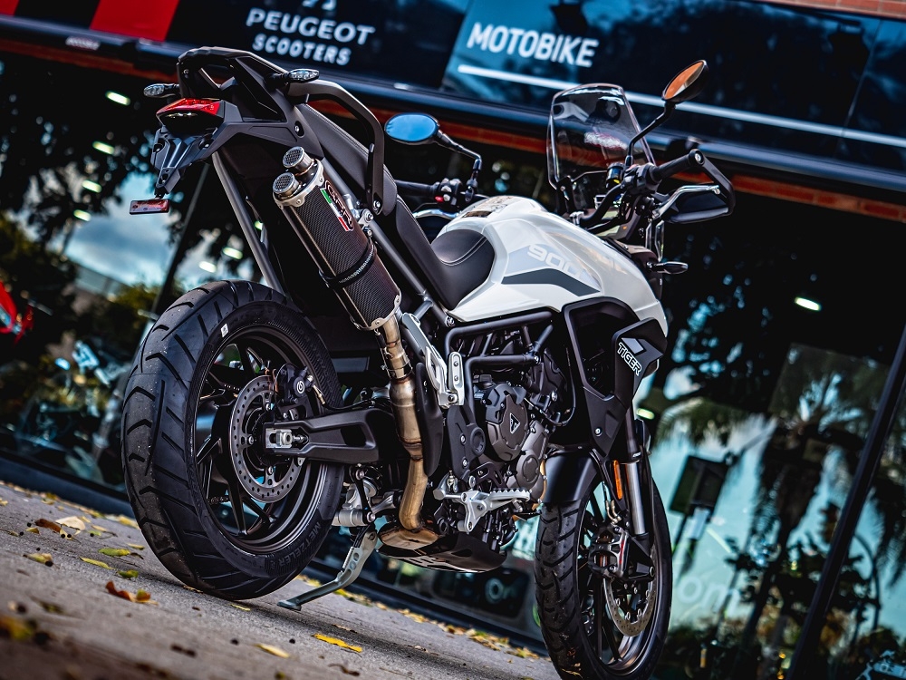 Exhaust compatible with Triumph Tiger 850 2020-2024, Dual Inox, Slip-on exhaust including removable db killer and link pipe, EPA-compliant 