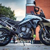 Exhaust compatible with Triumph Tiger 900 2020-2023, Furore Evo4 Nero, Slip-on exhaust including removable db killer and link pipe, EPA-compliant 