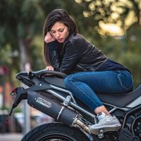 Exhaust compatible with Triumph Tiger 900 2020-2023, Furore Evo4 Nero, Slip-on exhaust including removable db killer and link pipe, EPA-compliant 