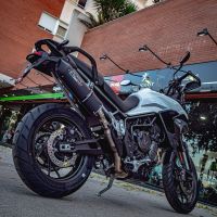 Exhaust compatible with Triumph Tiger 900 2020-2023, Furore Evo4 Nero, Slip-on exhaust including removable db killer and link pipe, EPA-compliant 