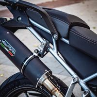 Exhaust compatible with Triumph Tiger 900 2020-2023, Furore Evo4 Nero, Slip-on exhaust including removable db killer and link pipe, EPA-compliant 