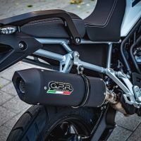 Exhaust compatible with Triumph Tiger 900 2020-2023, Furore Evo4 Nero, Slip-on exhaust including removable db killer and link pipe, EPA-compliant 