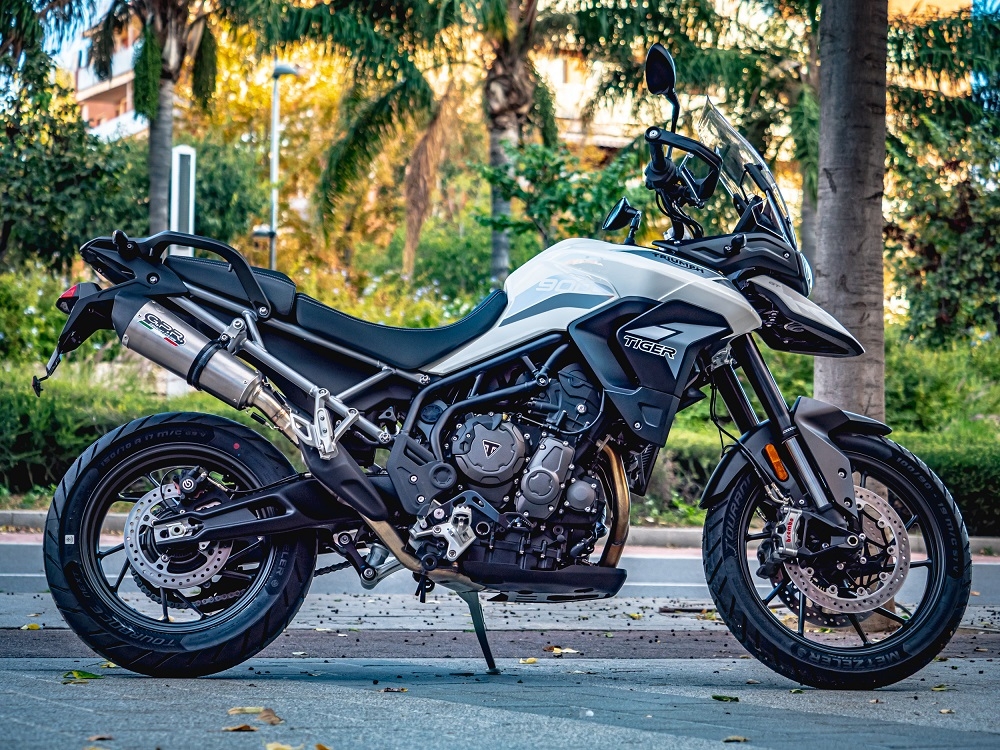 GPR exhaust compatible with  Triumph Tiger 900 2020-2023, New Grand Prix Evo Titanium, Slip-on exhaust including removable db killer and link pipe, EPA-compliant 